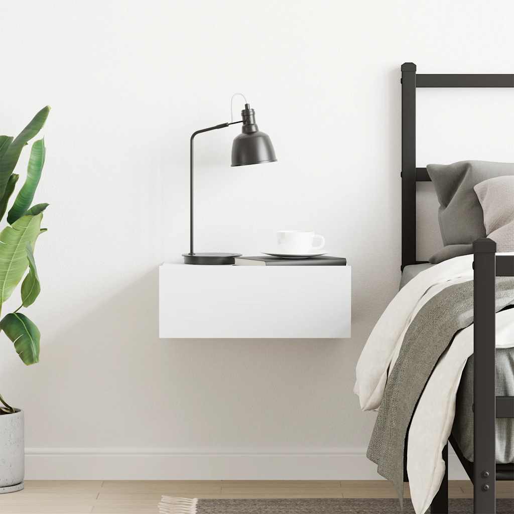 Table de chevet flottante Blanc 40x30x15 cm Bois d'ingénierie - XIOS