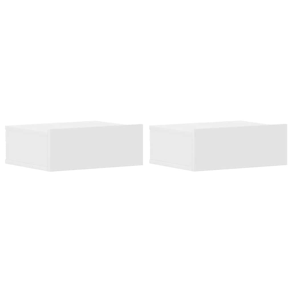 Tables de chevet flottantes 2 pcs Blanc bois d’ingénierie - XIOS