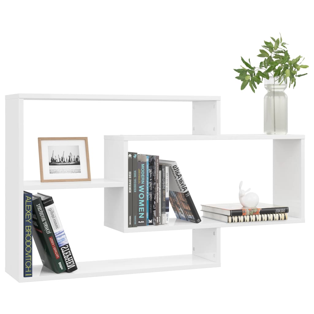Étagères murales blanc brillant 104x20x58,5 cm bois ingénierie - XIOS