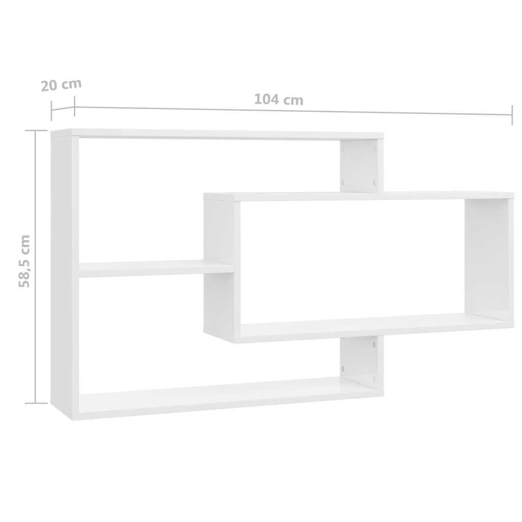 Étagères murales blanc brillant 104x20x58,5 cm bois ingénierie - XIOS