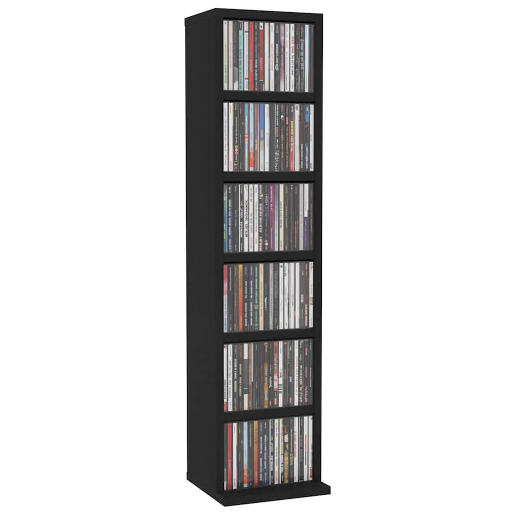Armoire à CD Noir 21x20x88 cm Bois d'ingénierie - XIOS