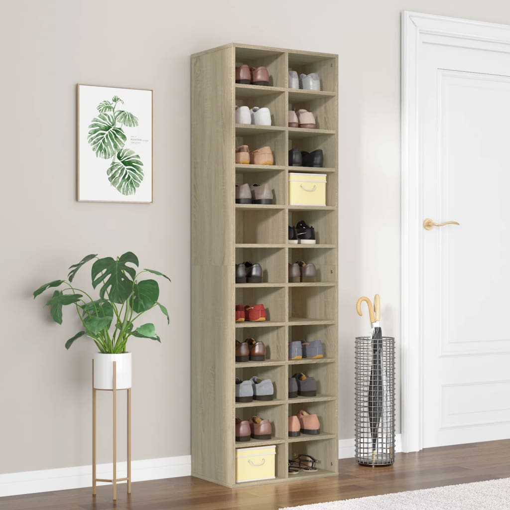 Armoire à chaussures chêne sonoma 54x34x183cm bois d'ingénierie - XIOS
