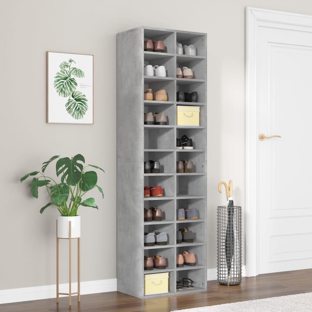 Armoire à chaussures gris béton 54x34x183 cm bois d'ingénierie - XIOS