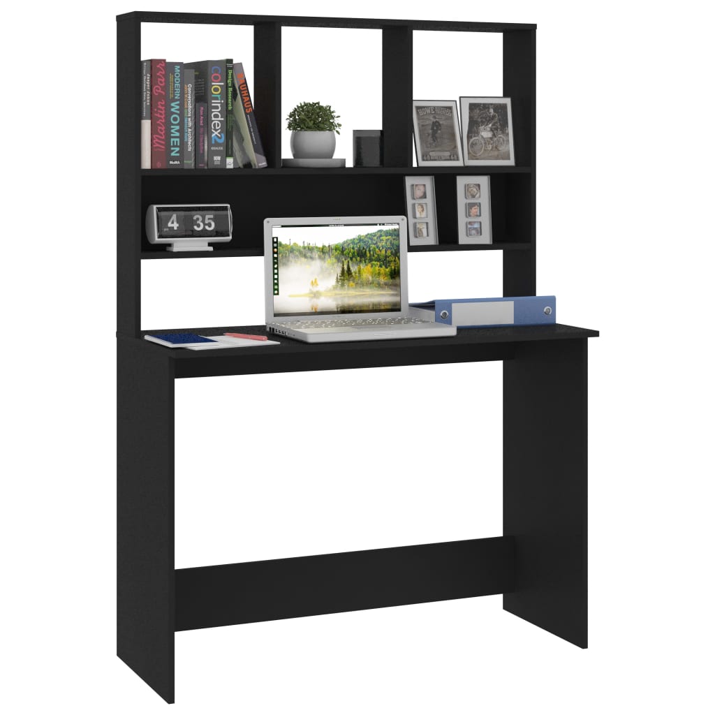 Bureau avec étagères Noir 110x45x157 cm Bois d'ingénierie - XIOS