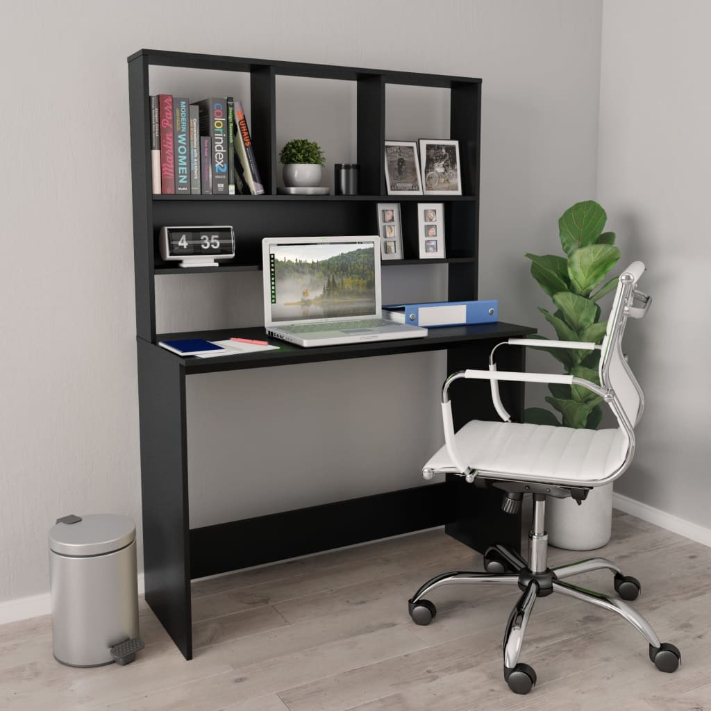 Bureau avec étagères Noir 110x45x157 cm Bois d'ingénierie - XIOS