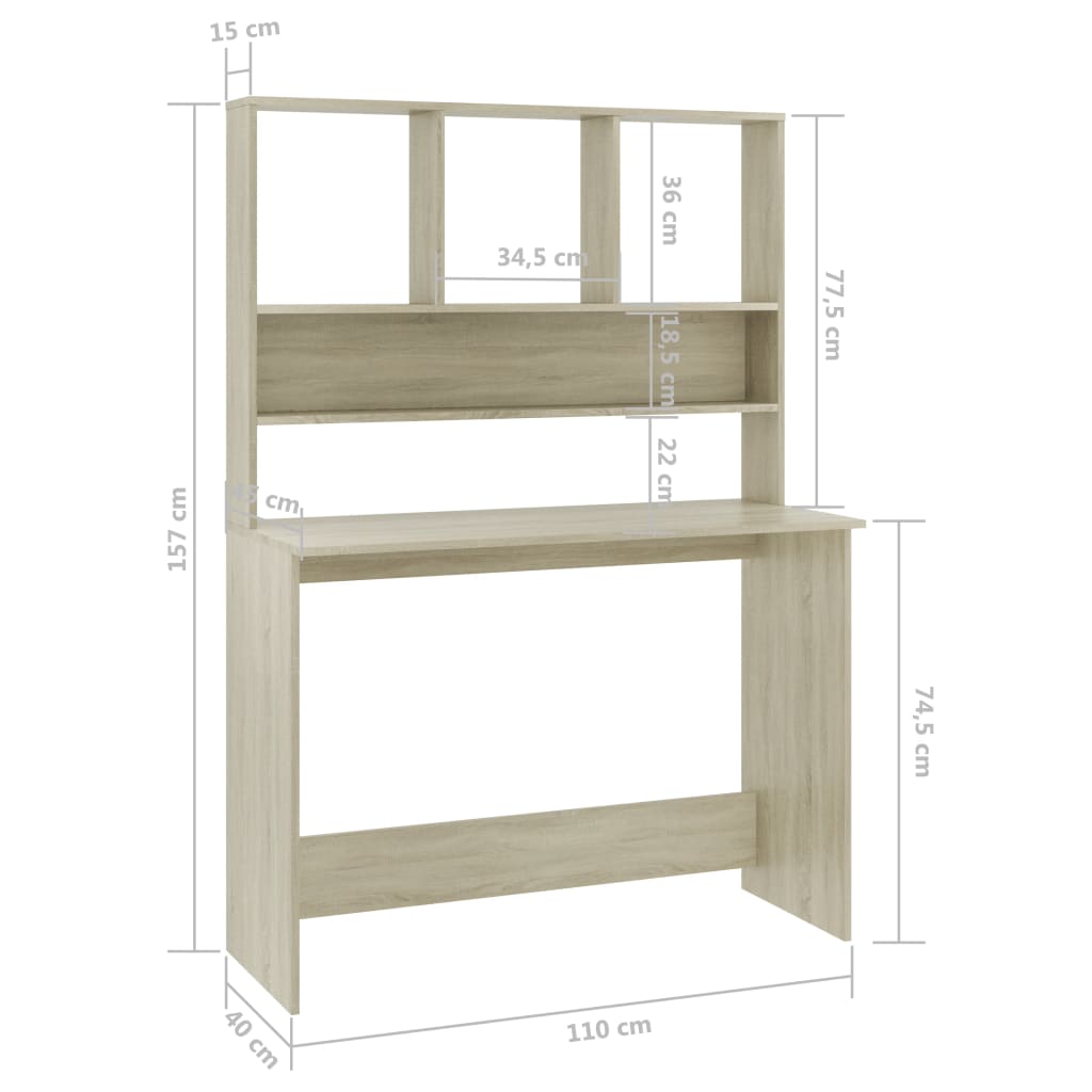 Bureau avec étagères Chêne sonoma 110 x 45 x 157 cm - XIOS
