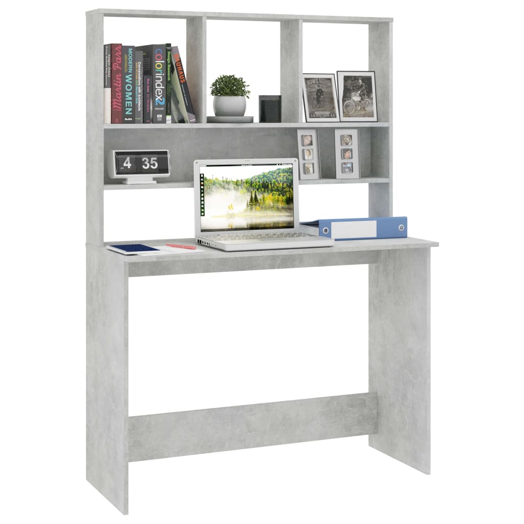 Bureau avec étagères Gris béton 110 x 45 x 157 cm Aggloméré - XIOS