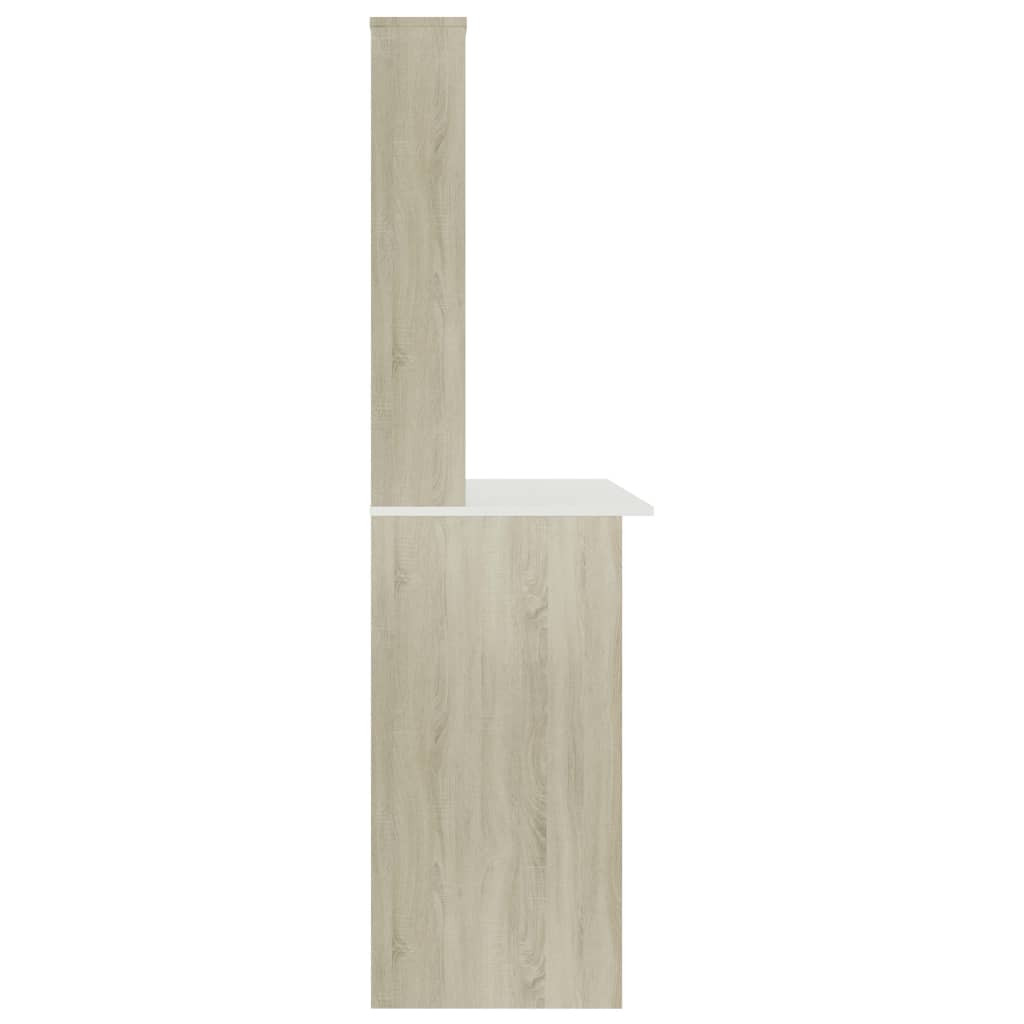 Bureau avec étagères Blanc chêne sonoma 110x45x157 cm Aggloméré - XIOS