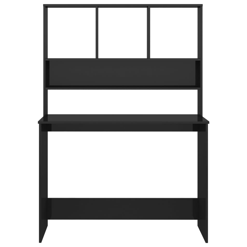 Bureau avec étagères Noir brillant 110 x 45 x 157 cm Aggloméré - XIOS