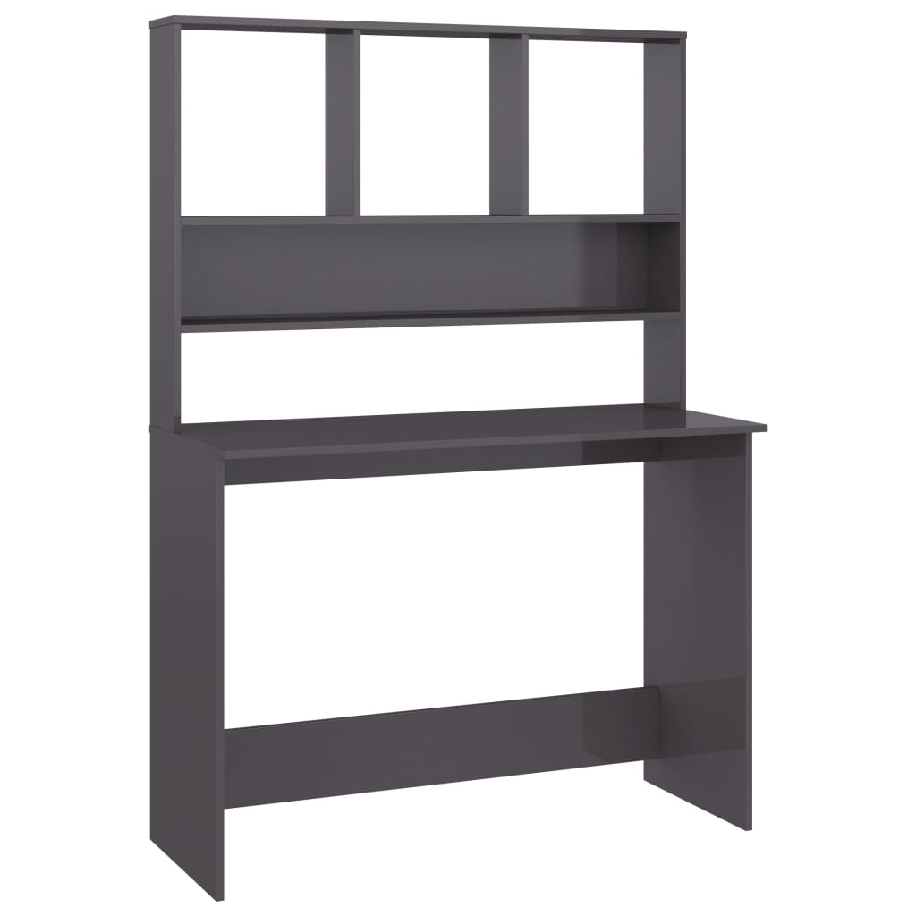 Bureau avec étagères Gris brillant 110 x 45 x 157 cm Aggloméré - XIOS