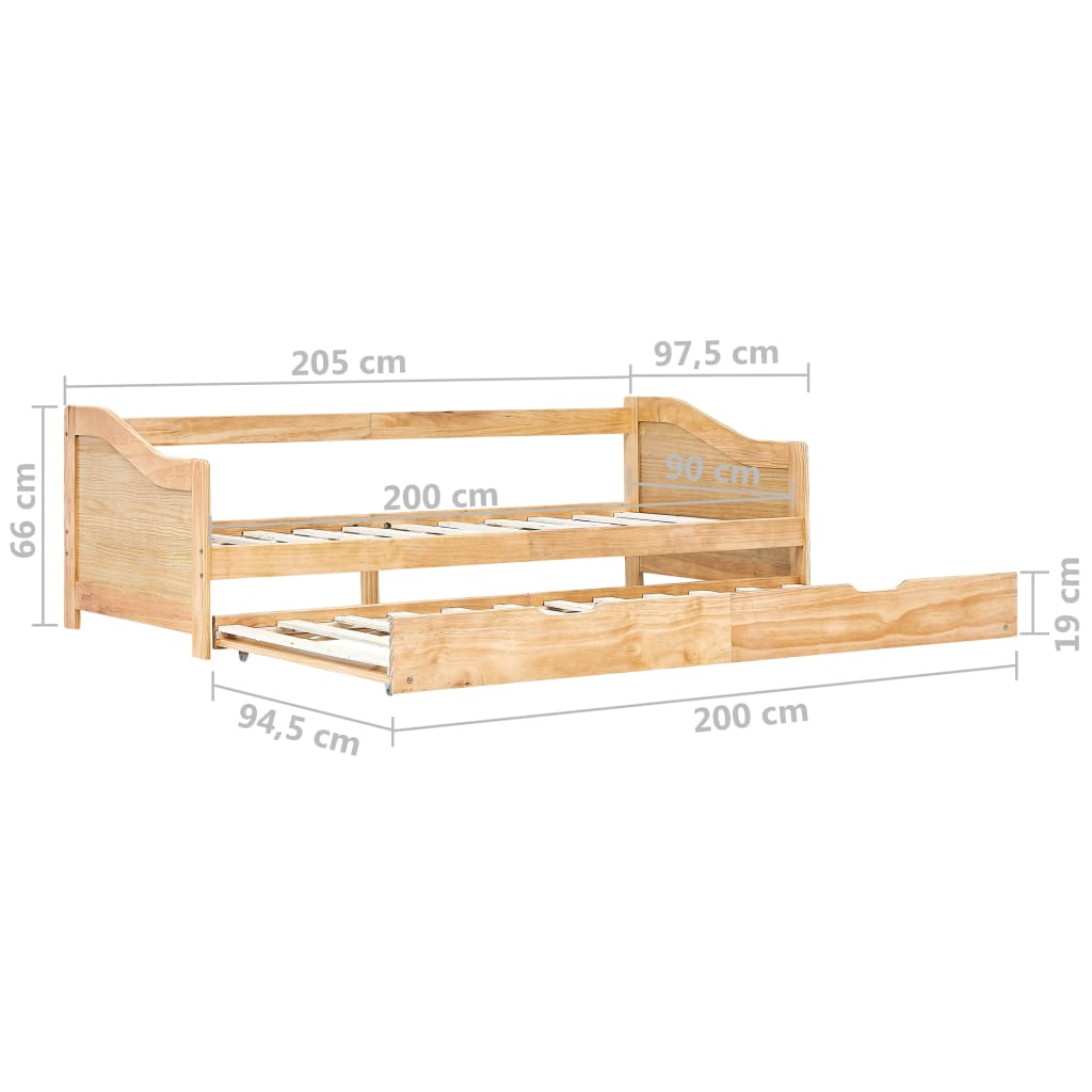 Cadre de lit extensible sans matelas bois de pin 90x200 cm - XIOS