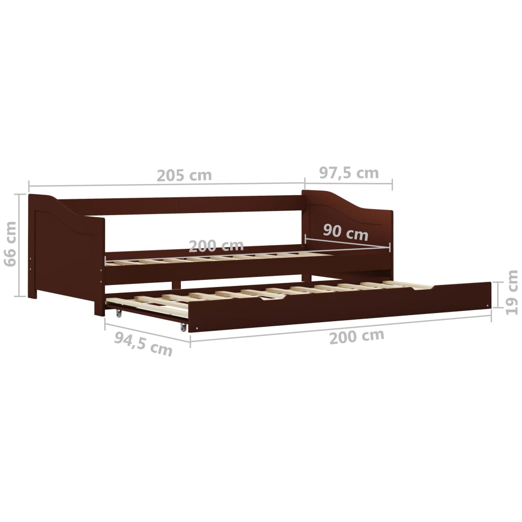 Cadre de lit extensible sans matelas marron foncé 90x200 cm - XIOS