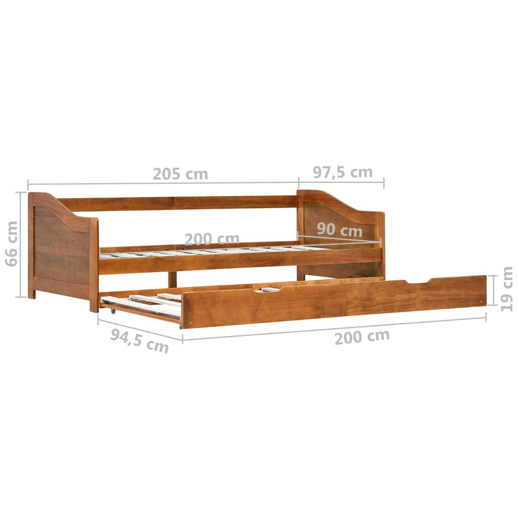 Cadre de lit extensible sans matelas marron miel 90x200 cm - XIOS