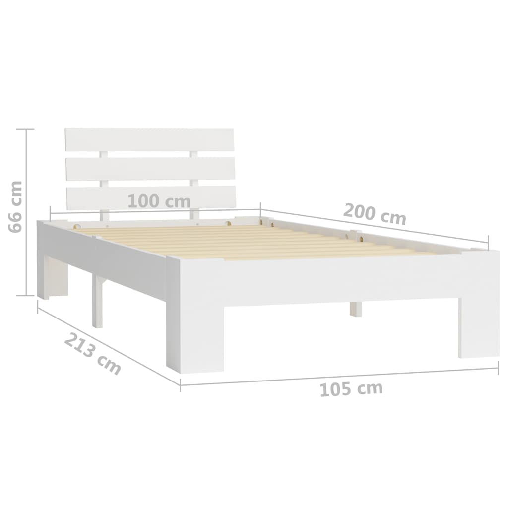 Cadre de lit sans matelas blanc bois de pin massif 100x200 cm - XIOS