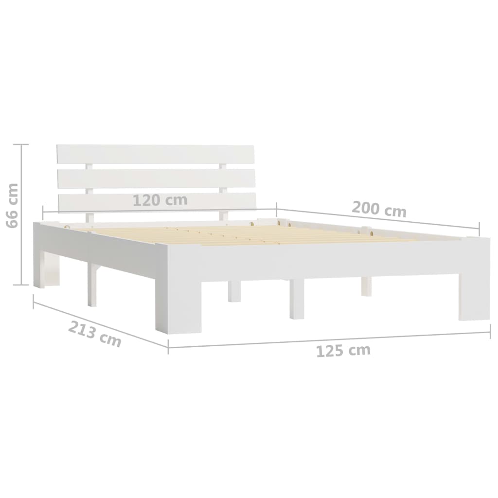 Cadre de lit sans matelas blanc bois de pin massif 120x200 cm - XIOS
