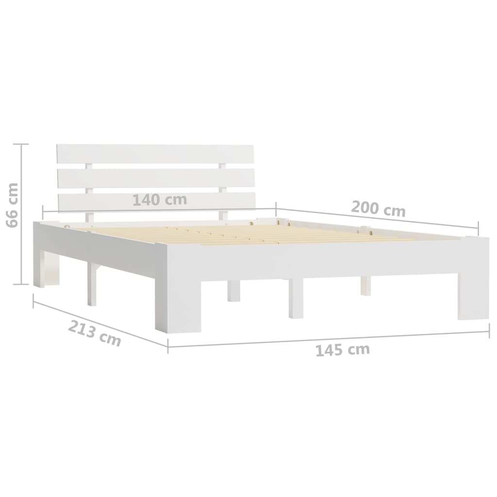 Cadre de lit sans matelas blanc 140x200 cm bois de pin massif - XIOS