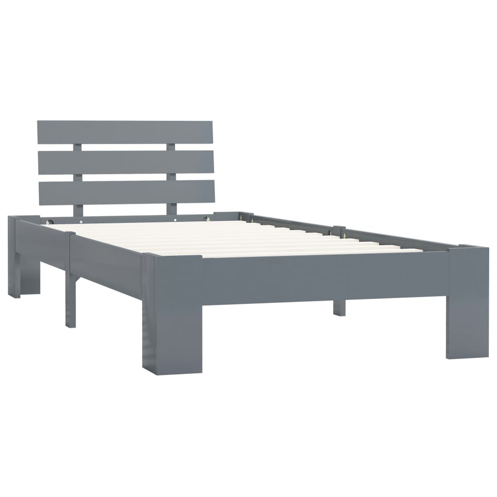 Cadre de lit sans matelas gris bois massif de pin 100x200 cm - XIOS