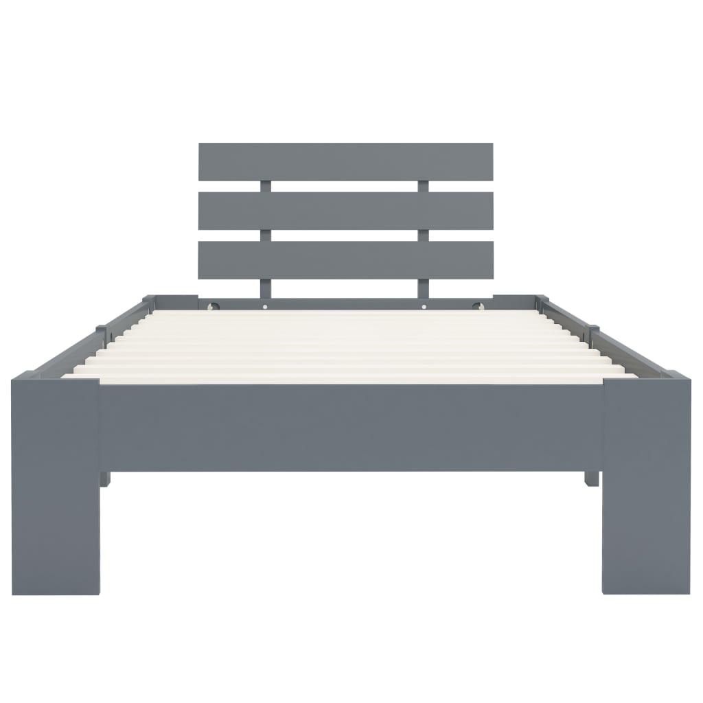 Cadre de lit sans matelas gris bois massif de pin 100x200 cm - XIOS