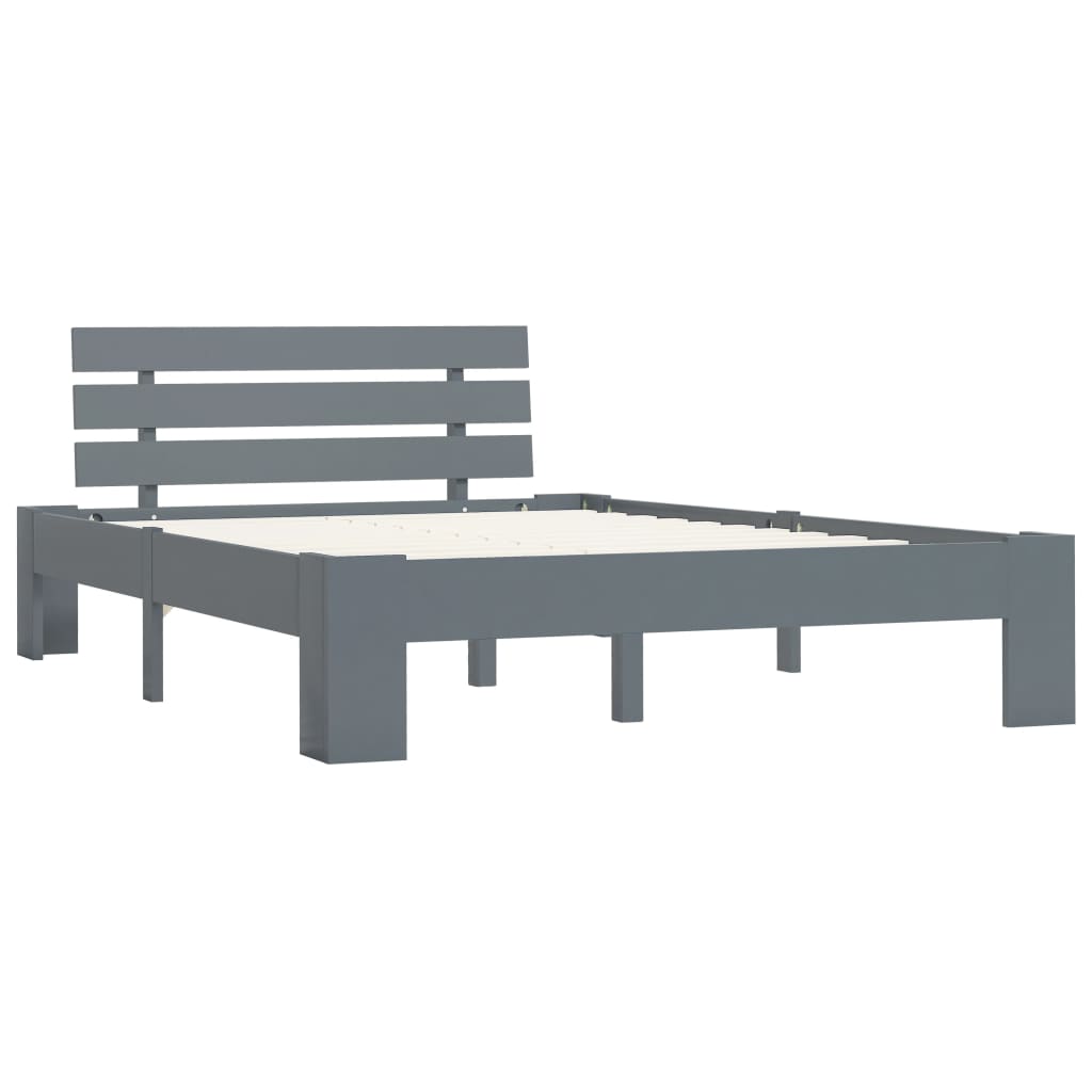 Cadre de lit sans matelas gris bois de pin massif 120x200 cm - XIOS