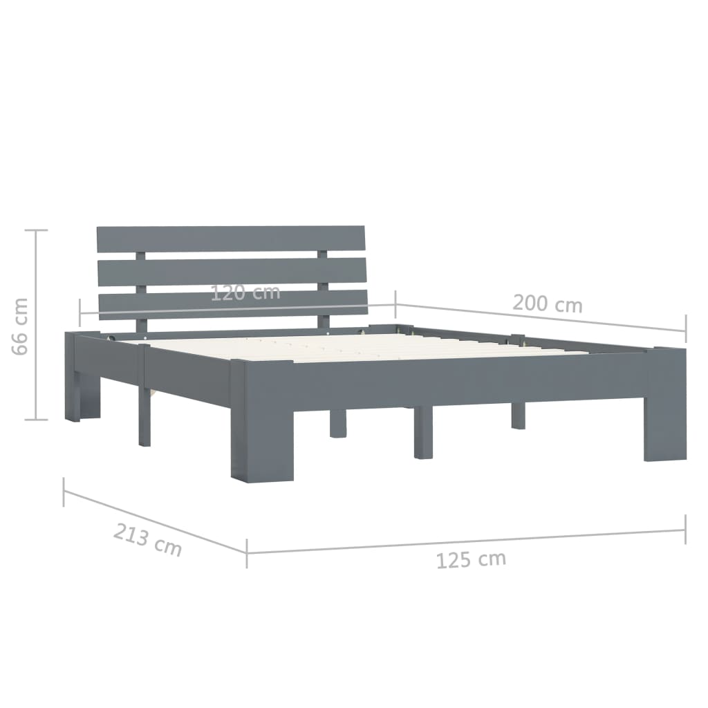Cadre de lit sans matelas gris bois de pin massif 120x200 cm - XIOS