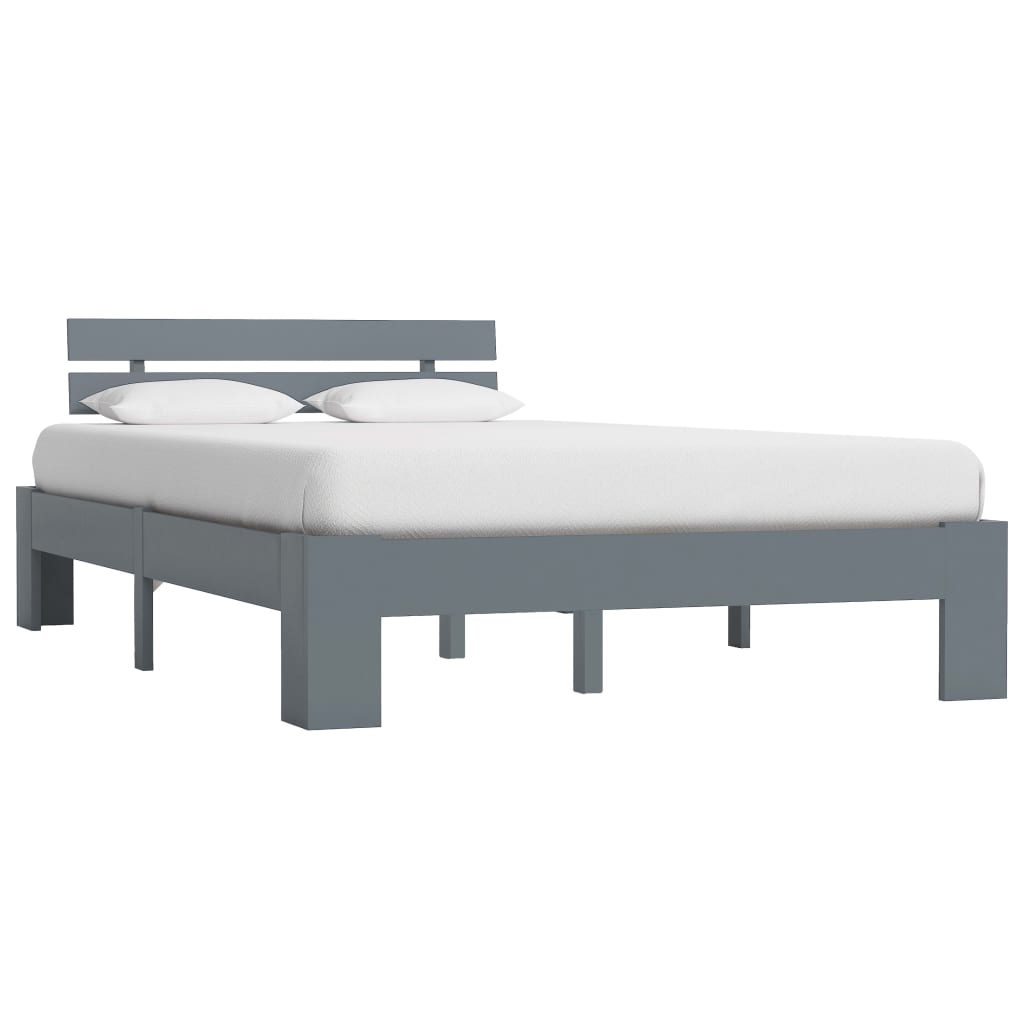 Cadre de lit sans matelas gris bois massif de pin 140x200 cm - XIOS