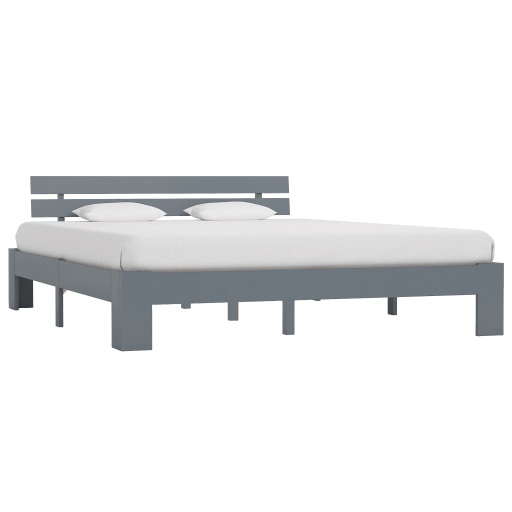 Cadre de lit sans matelas gris 160x200 cm bois de pin massif - XIOS