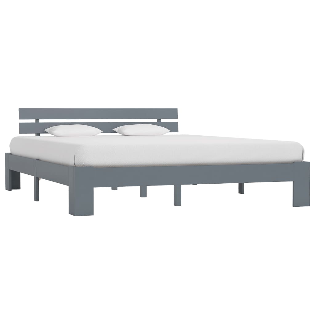 Cadre de lit sans matelas gris bois massif de pin 180x200 cm - XIOS