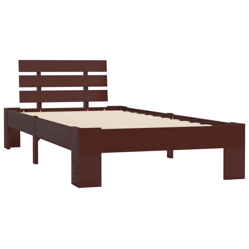 Cadre de lit sans matelas marron foncé bois pin massif 90x200cm - XIOS