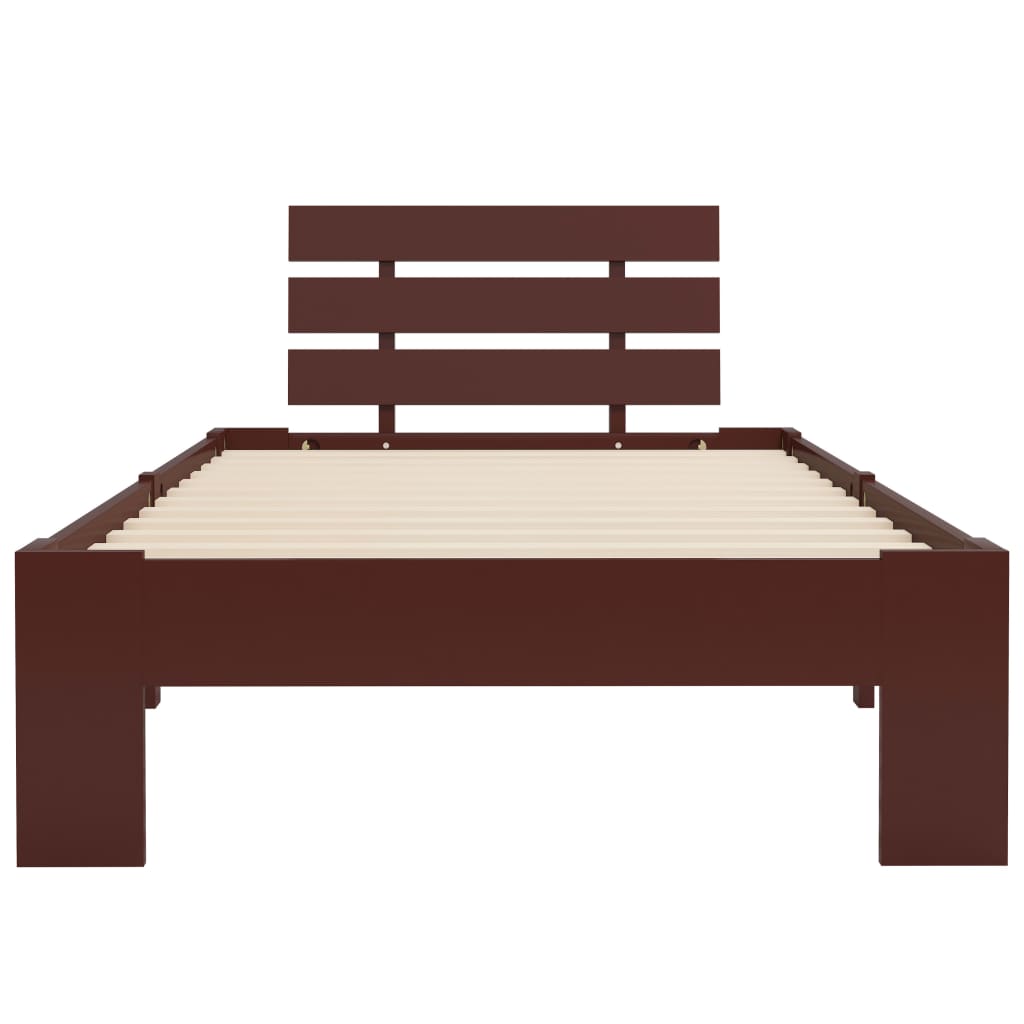 Cadre de lit sans matelas marron foncé bois pin massif 90x200cm - XIOS