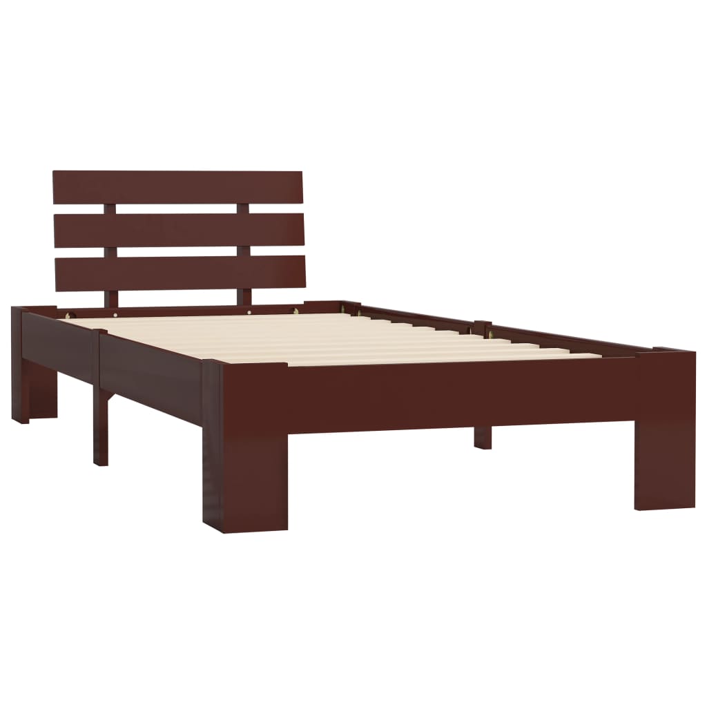 Cadre de lit sans matelas marron foncé pin massif 100x200 cm - XIOS