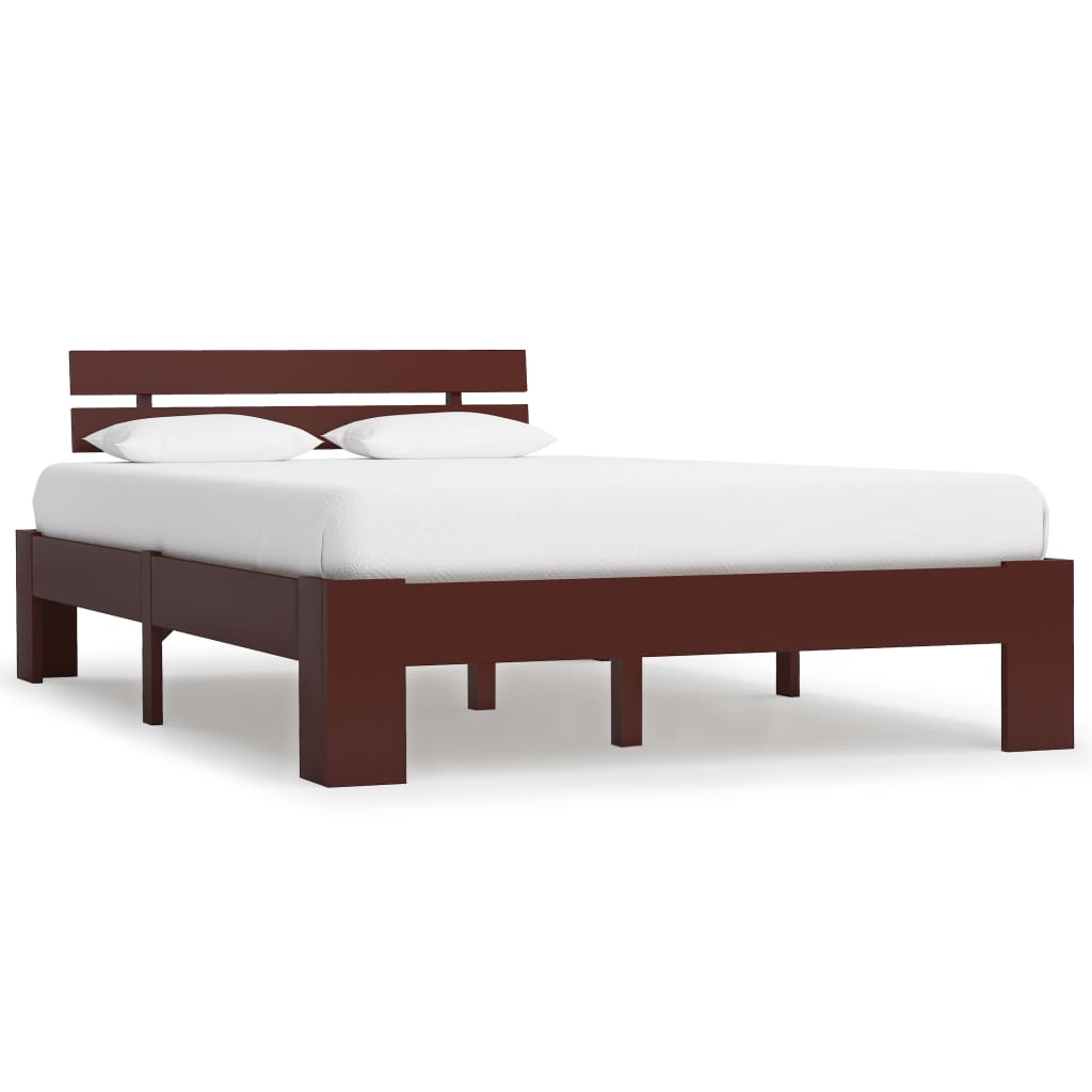 Cadre de lit sans matelas marron foncé pin massif 120x200 cm - XIOS