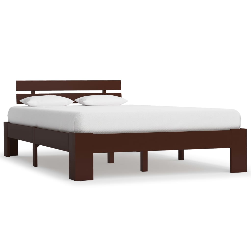Cadre de lit sans matelas marron foncé pin massif 140x200 cm - XIOS