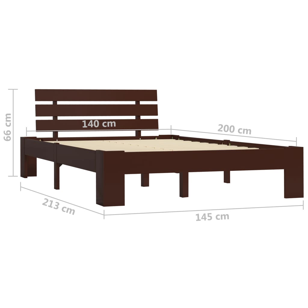 Cadre de lit sans matelas marron foncé pin massif 140x200 cm - XIOS