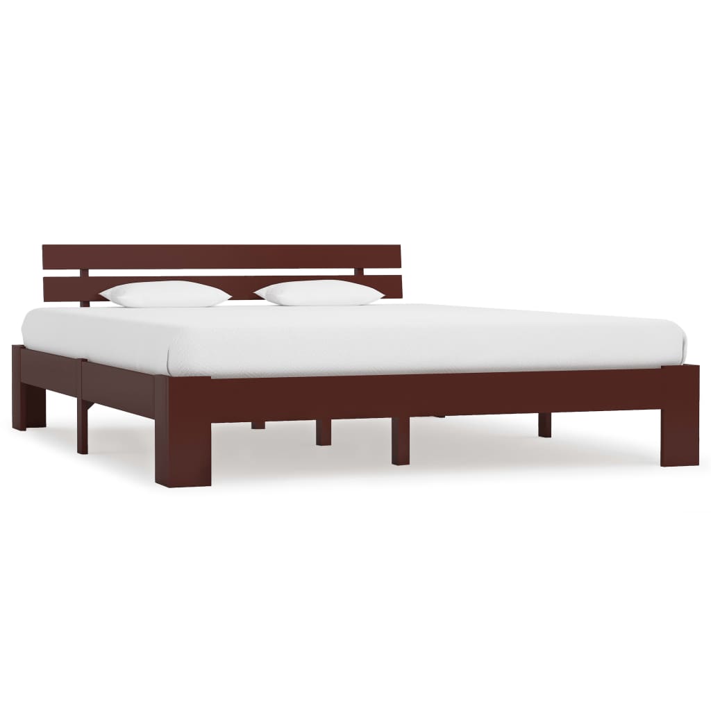 Cadre de lit sans matelas marron foncé pin massif 160x200 cm - XIOS