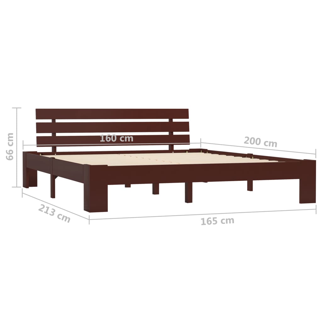 Cadre de lit sans matelas marron foncé pin massif 160x200 cm - XIOS