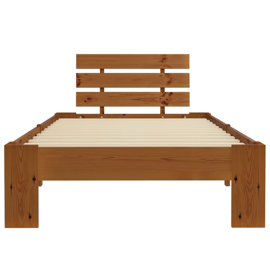 Cadre de lit sans matelas Marron miel Bois pin massif 90x200 cm - XIOS