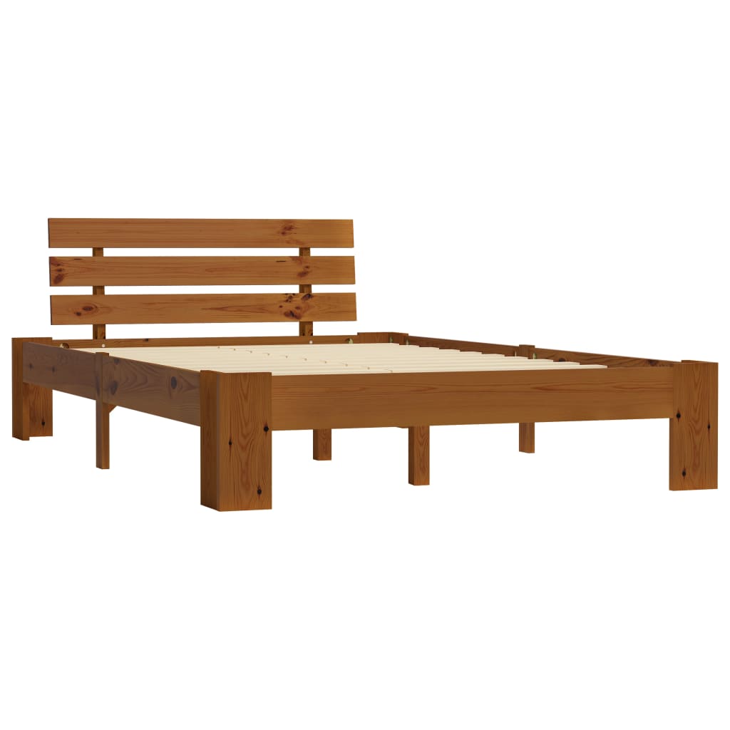 Cadre de lit sans matelas marron miel 140x200 cm pin massif - XIOS