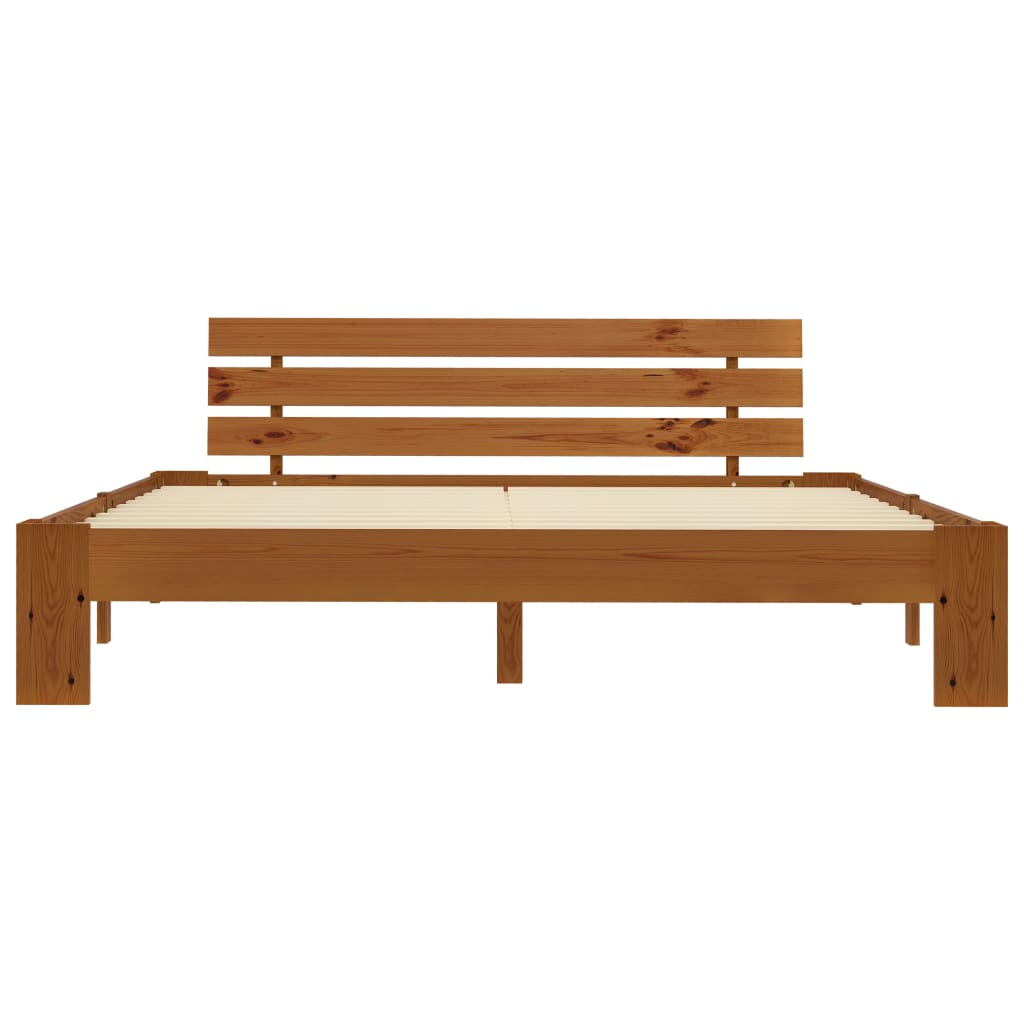 Cadre de lit sans matelas marron miel 180x200cm bois massif pin - XIOS