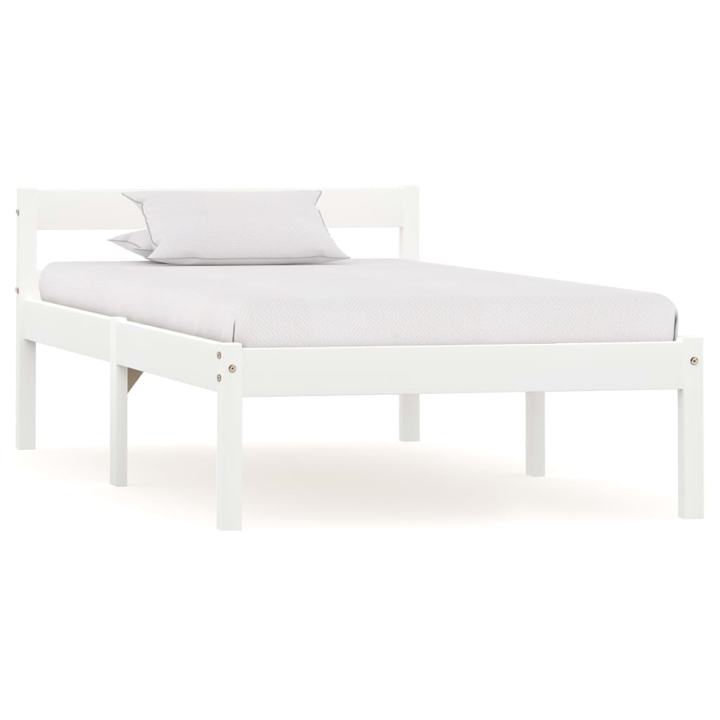 Cadre de lit sans matelas blanc bois de pin massif 90x200 cm - XIOS