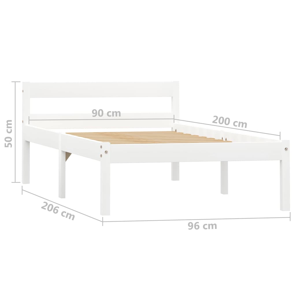 Cadre de lit sans matelas blanc bois de pin massif 90x200 cm - XIOS