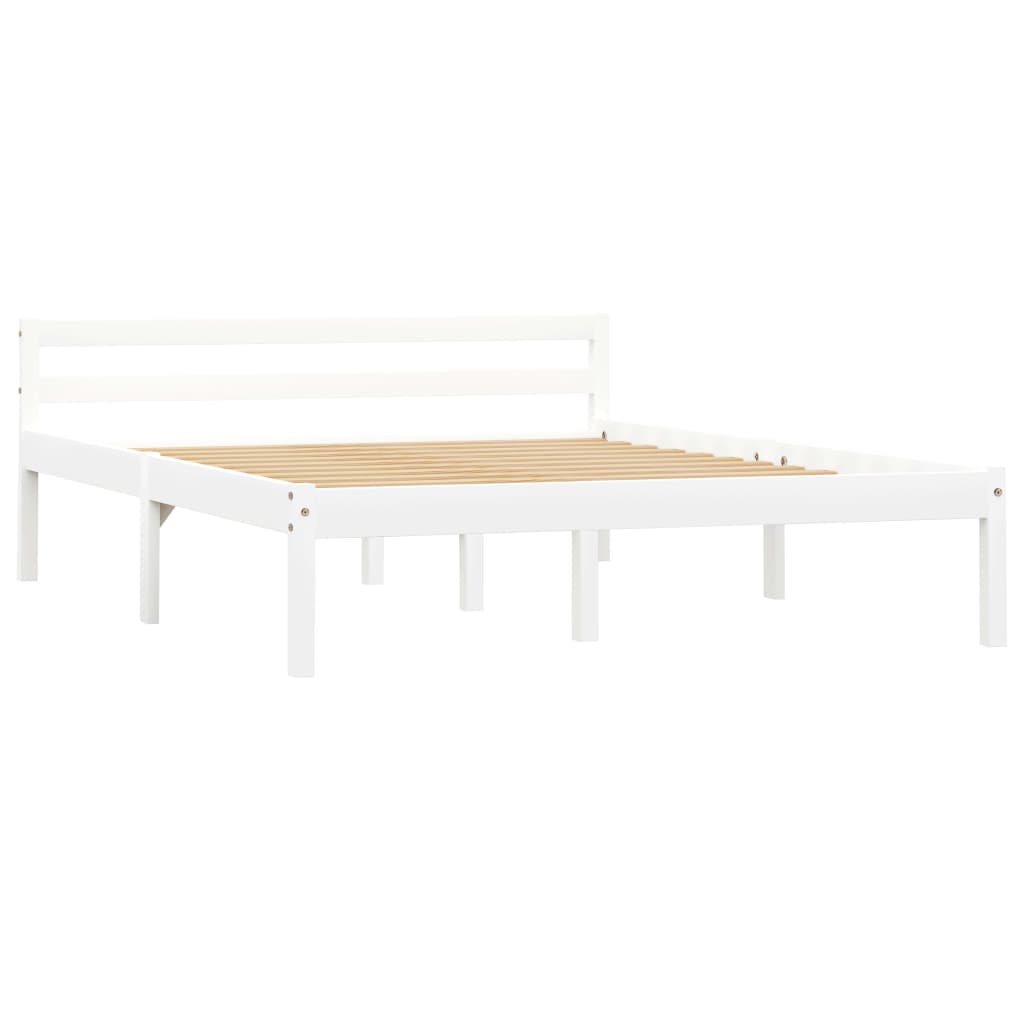 Cadre de lit sans matelas blanc bois de pin massif 140x200 cm - XIOS