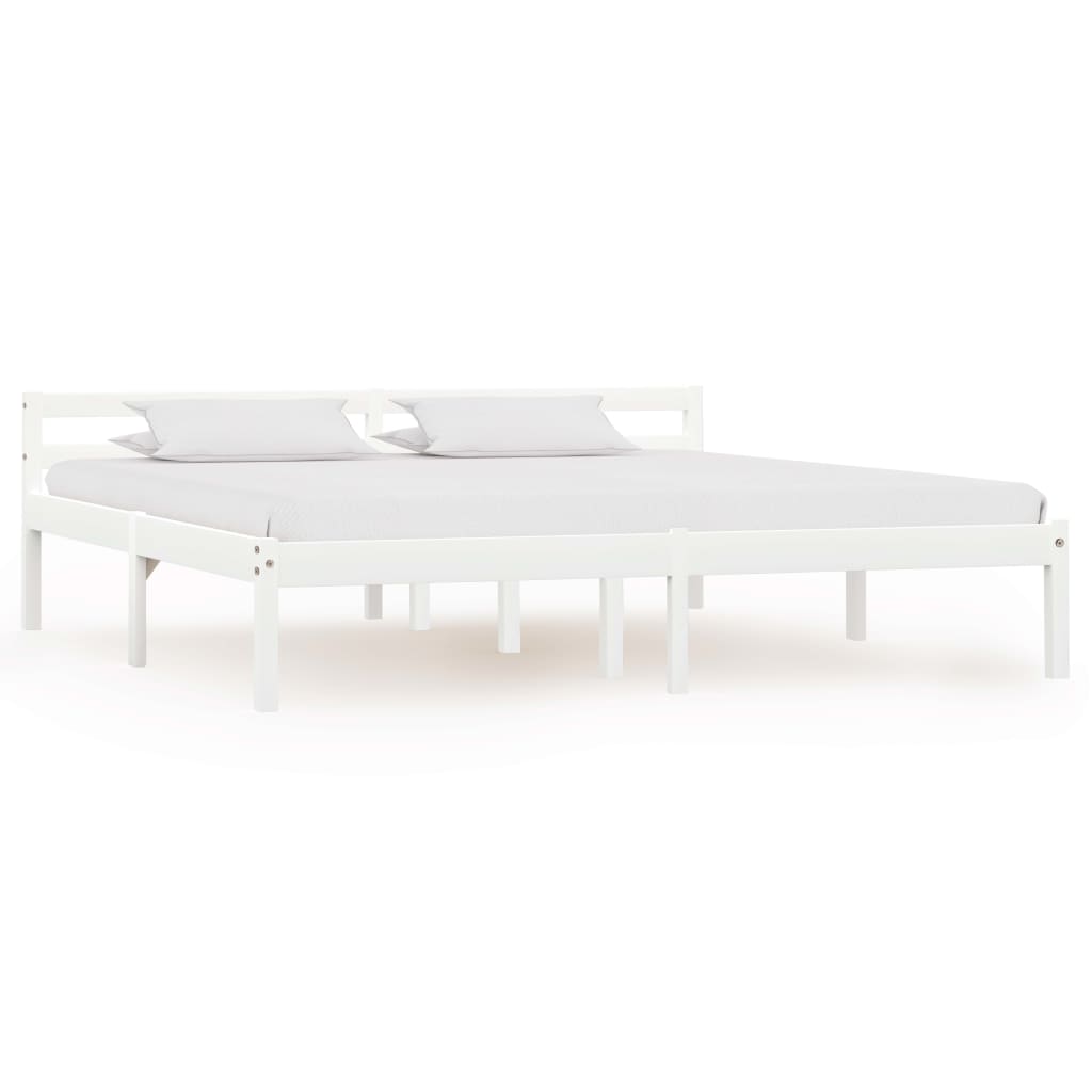 Cadre de lit sans matelas blanc bois massif de pin 180x200 cm - XIOS