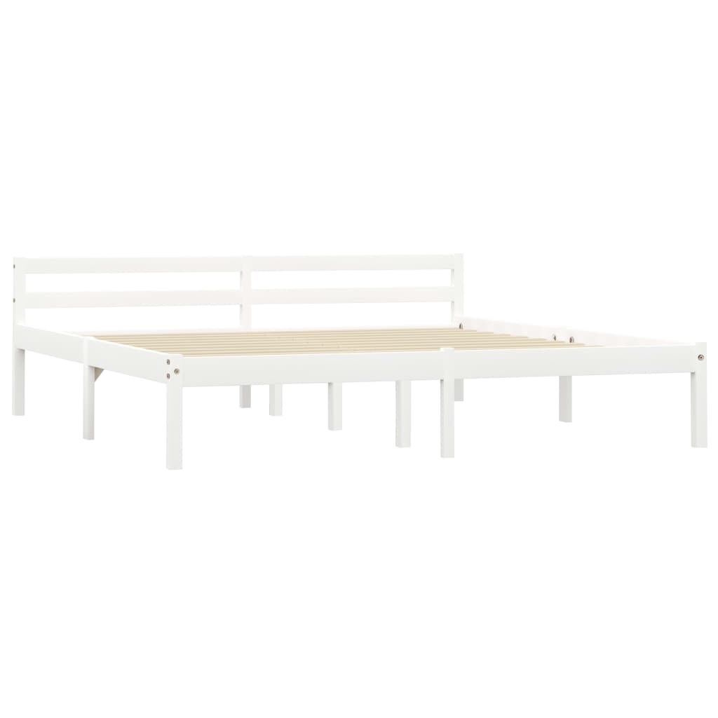 Cadre de lit sans matelas blanc bois massif de pin 180x200 cm - XIOS