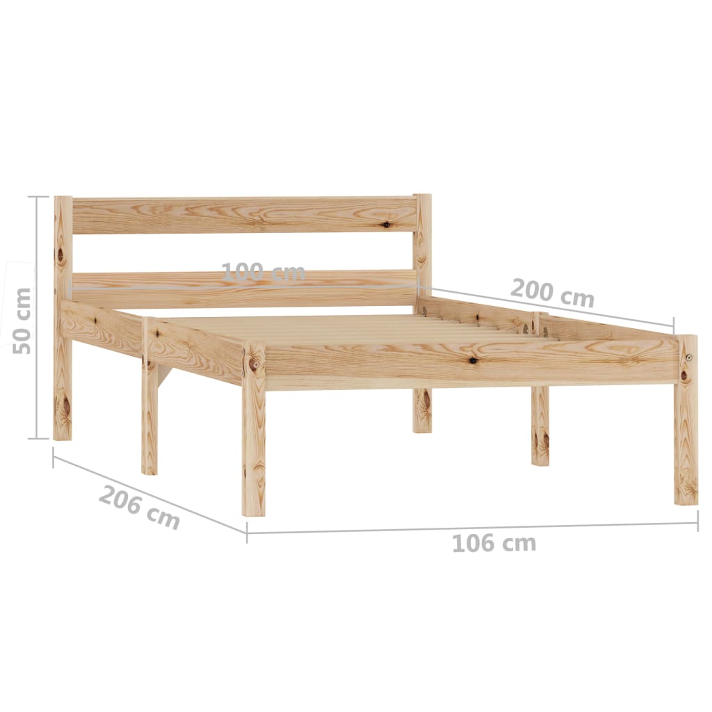 Cadre de lit sans matelas bois massif de pin 100x200 cm - XIOS