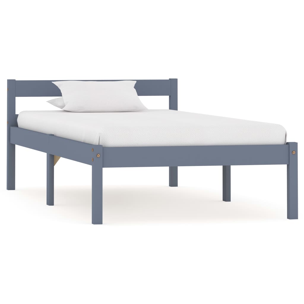 Cadre de lit sans matelas gris bois massif de pin 100x200 cm - XIOS