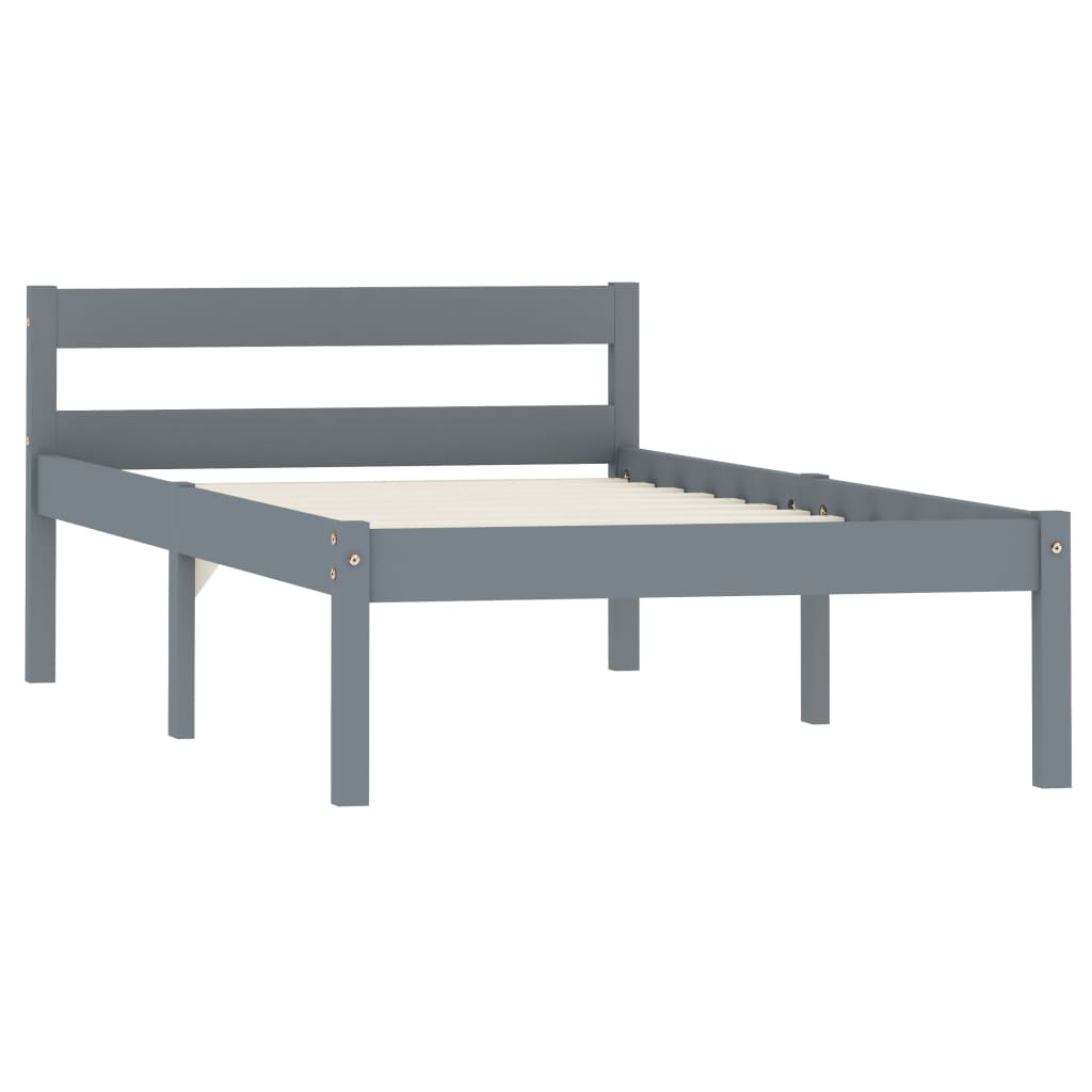 Cadre de lit sans matelas gris bois massif de pin 100x200 cm - XIOS