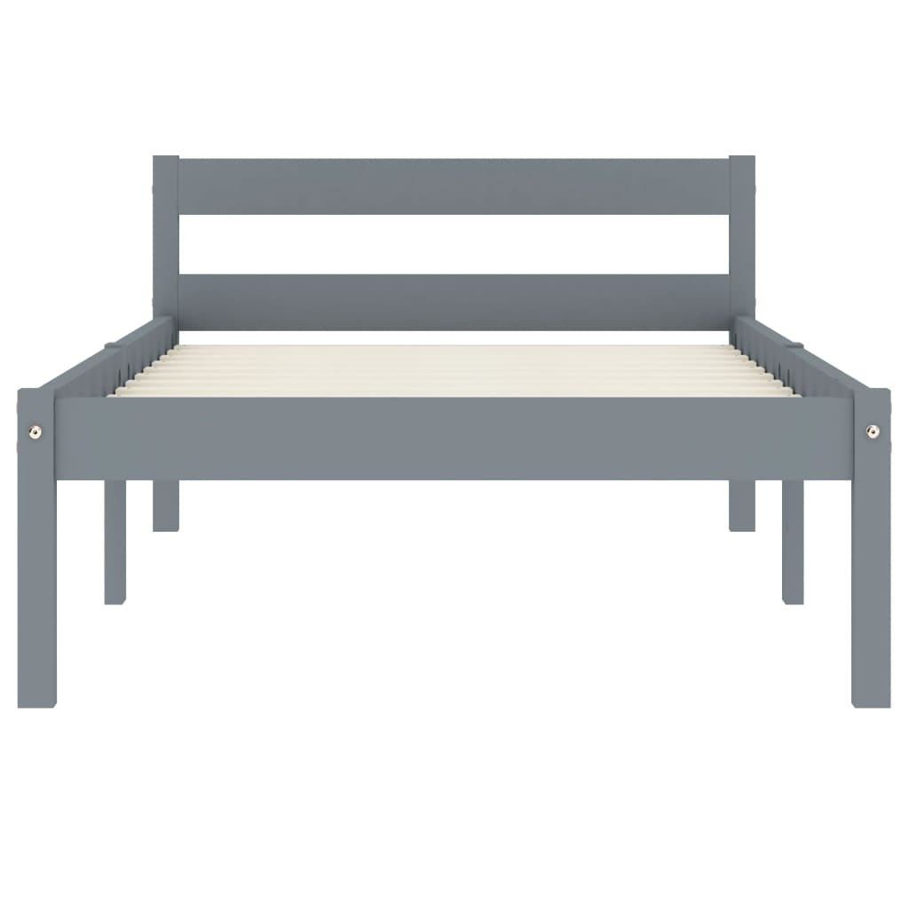 Cadre de lit sans matelas gris bois massif de pin 100x200 cm - XIOS