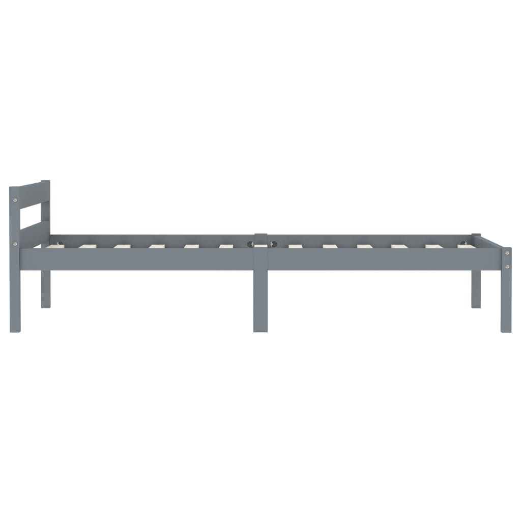 Cadre de lit sans matelas gris bois massif de pin 100x200 cm - XIOS
