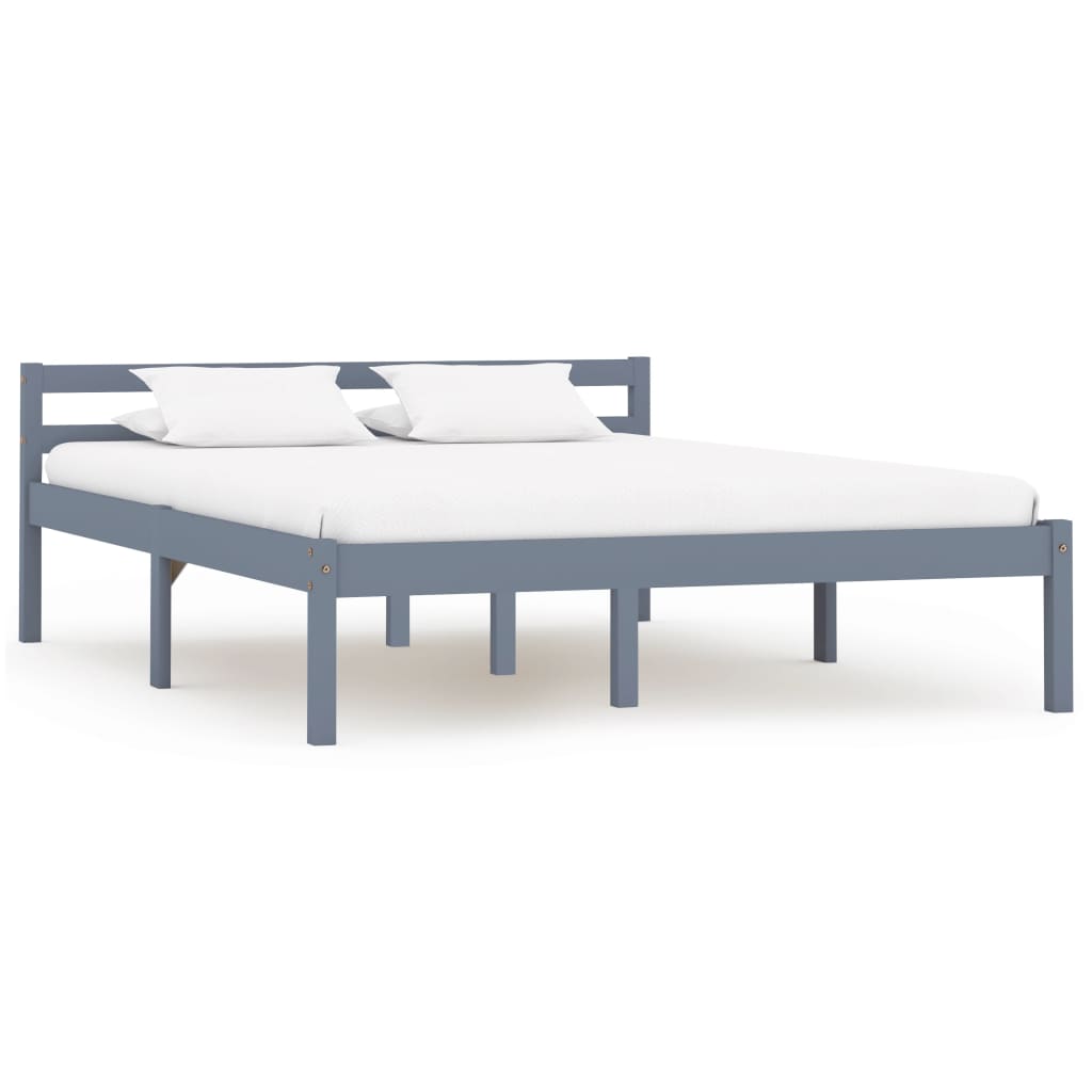 Cadre de lit sans matelas gris bois de pin massif 120x200 cm - XIOS