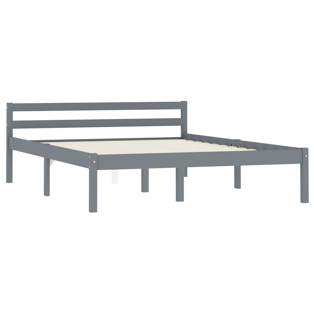 Cadre de lit sans matelas gris bois massif de pin 140x200 cm - XIOS